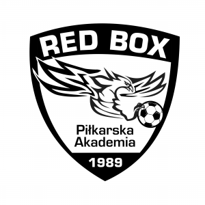 Logo RED BOX Piłkarska akademia w wersji czarnej